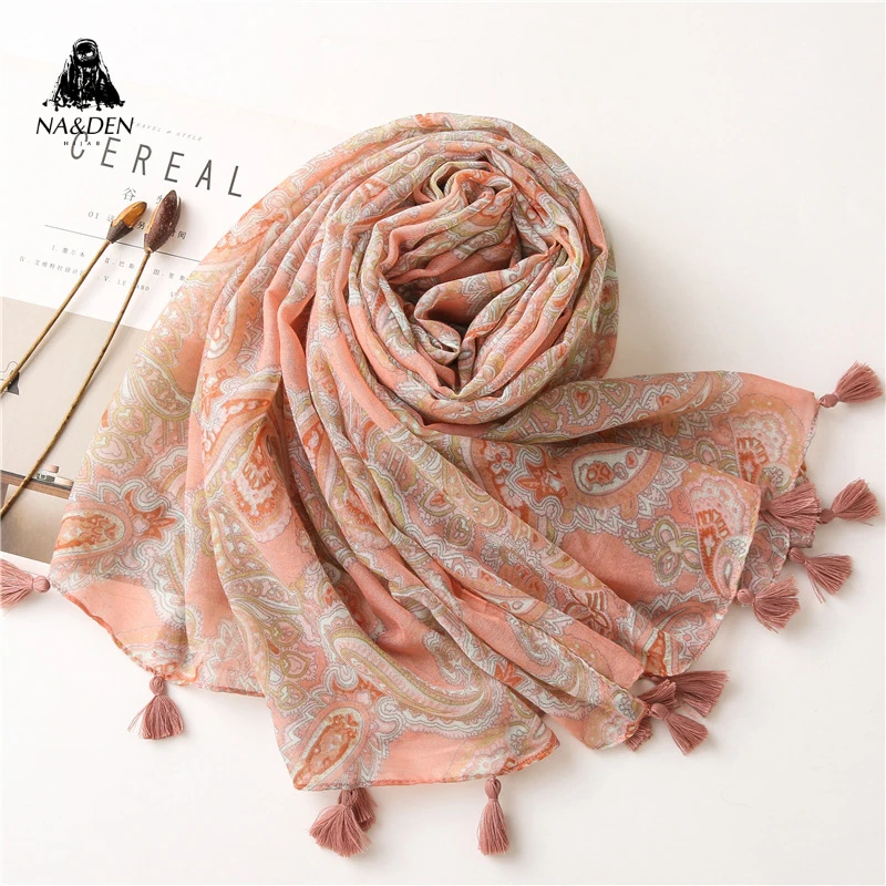 2020 new flowers printing viscose summer scarf with tassel Fashion beach Wraps Spring Shawls Hijab gift wholesales