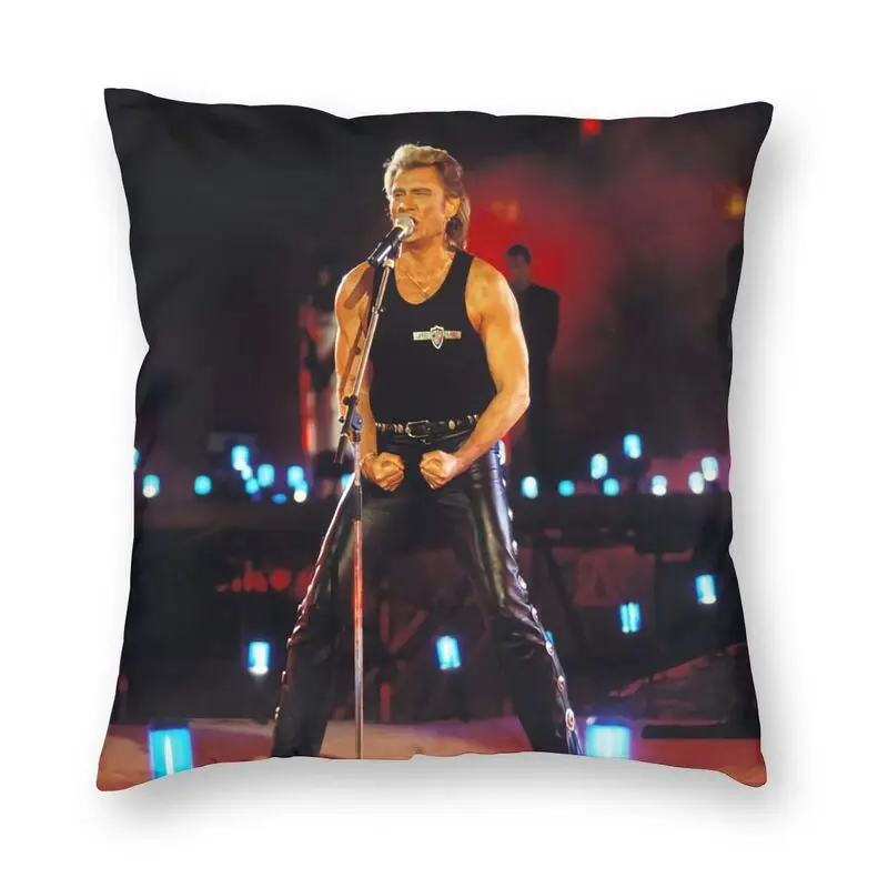 Singer Johnny Halliday France Throw Pillow Case Home Decor French Rock Music Cushion Cover 40x40cm Pillowcover for Living Room