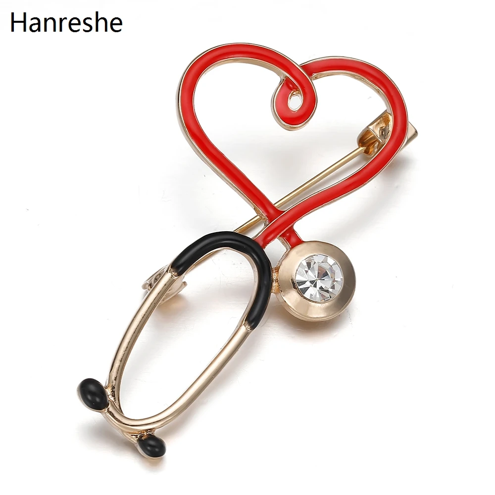 New Hot Sale Medical Medicine Brooch Pin Stethoscope Electrocardiogram Heart Shaped Pin Nurse Doctor Backpack Lapel Jewelry 