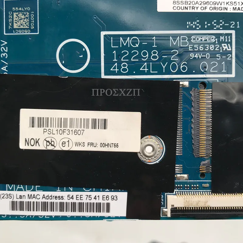 Alta qualidade para x1 x1c placa-mãe do portátil 00hn766 12298-2 48.4ly06.021 mainboard com sr1ed I5-4300U cpu 100% funcionando bem