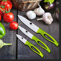 Ceramic Knives 3 4 5 inch fruit utility slicing Knives Green Handle White Blade Cooking Kitchen Knife Cook Set