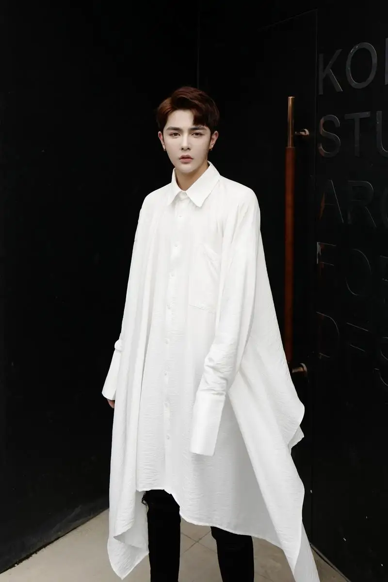 

Hairdresser's loose men's nightclub Korean shirts and shirts super-sized Ulzzang Spring Men's and women's bat sleeves