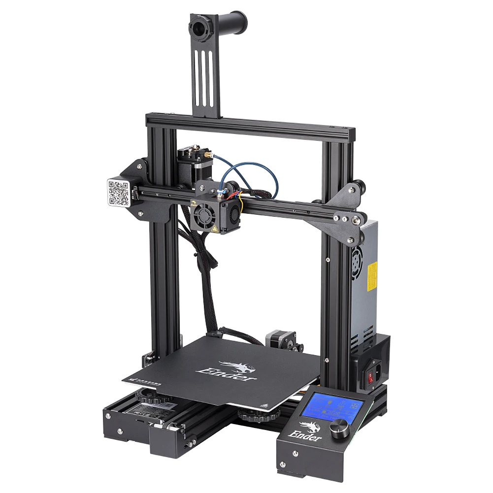 Creality-Ender-3 Impressora 3D com Kit Acessório, Atualizado Ender-3, Conjunto de Vidro, V-slot, Extrusora MK, Retomar Falha de Energia, Impressão