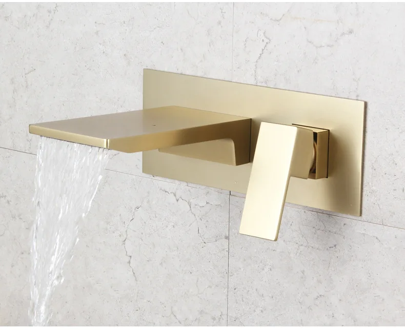 Wall mounted Chrome  brass bathroom sink faucet  cold hot water basin sink faucet high quality waterfall tap faucet