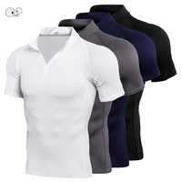 Stand Collar Quick Dry Compression Running Shirt Men Half Zip Stretch Crossfit Trainning Gym Fitness T-Shirt Sportswear Clothing