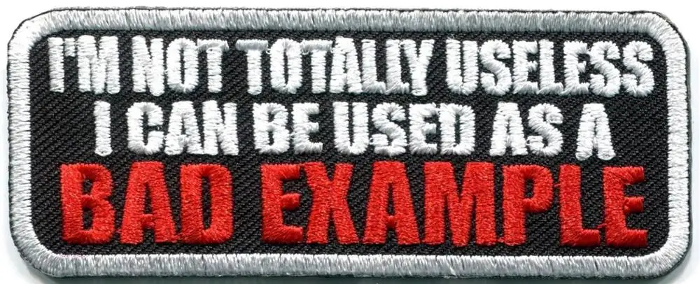 

Hot! Bad Example humor biker funny retro rockabilly applique iron on patch (≈ 3.5*8.9 cm)