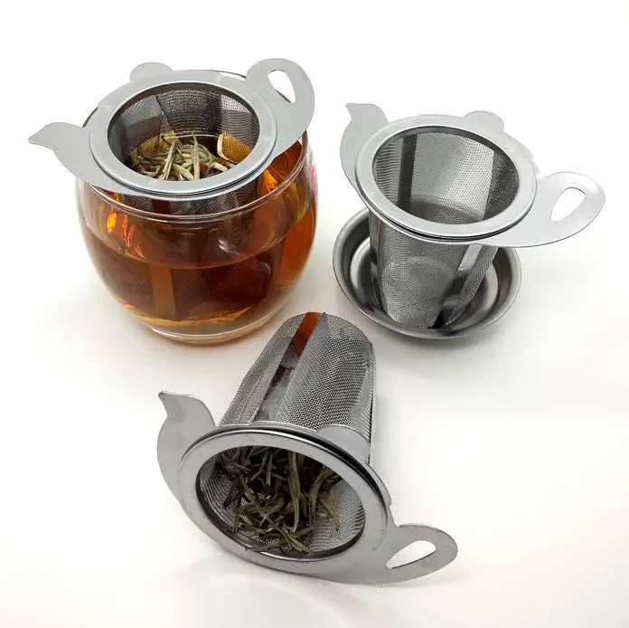 100sets Tea Mesh Infuser Reusable Tea Strainer Teapot Stainless Steel Loose Tea Leaf Spice Filter Drinkware SN2079