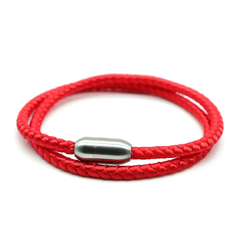 2021 Minimalist Stainless Steel Bracelet Mens Women Handmade Magnet Braslet Black Red Rop Braclet For Luck Yoga Jewelry Joyas