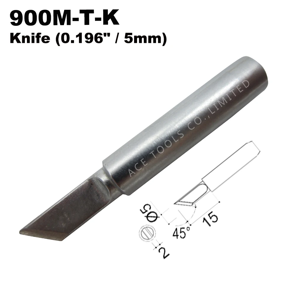 Soldering Tip 900M-T-K Knife 4.7mm for Hakko 936 907 Milwaukee M12SI-0 Radio Shack 64-053 Yihua 936X-Tronics 3020 Iron Bit