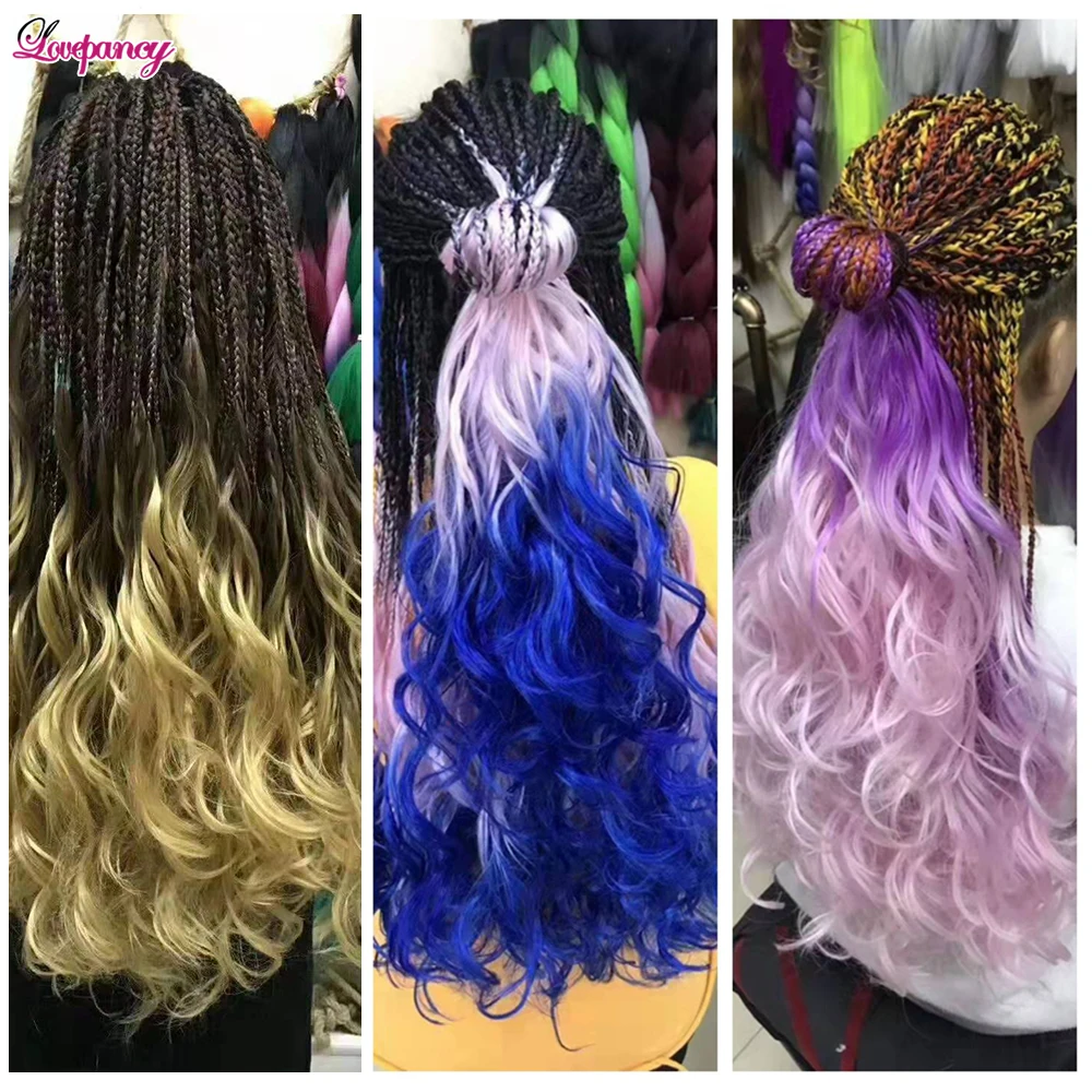 24Inch Long Synthetic Sea Body Wave Braiding Hair Extension Ombre Jumbo Crochet Braids Deep Big Wave Hair Colorful For Women