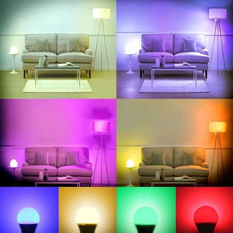 Led RGB Color Changing Lamp E27 DimmableLight AC 220V Led RGBW Magic Bulb 5W 9W 12W 15W 20W Home Party Decor LightingSpot Lampa