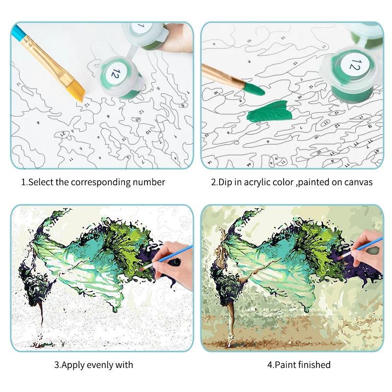 RUOPOTY cornice immagine pittura a olio fai da te dai kit di numeri pesce astratto arte della parete acrilica decorazioni per la casa colorare dai