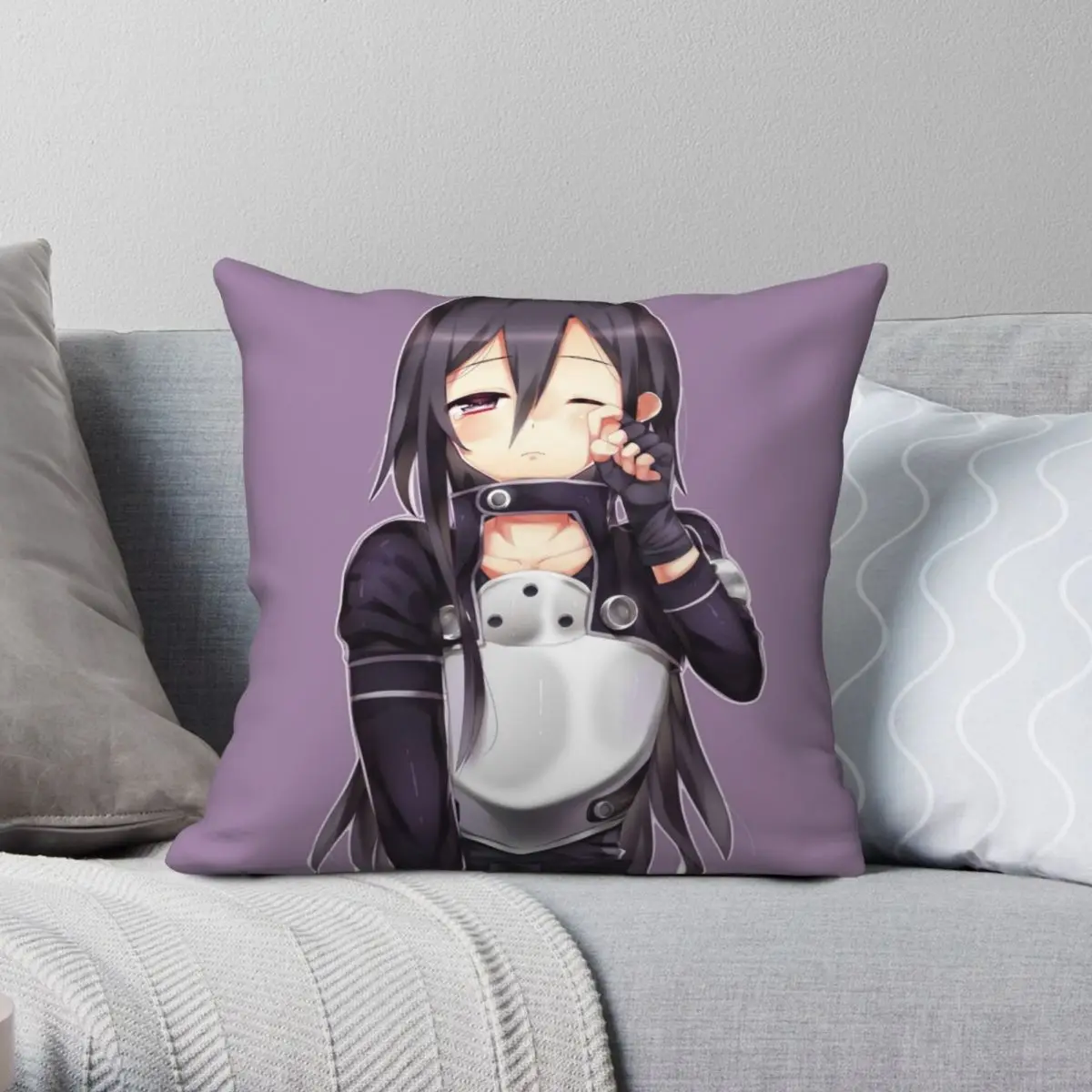 Kirito Girl Cry SAO Sword Art Online 24 Pillowcase Polyester Linen Velvet Printed Zip Decor Home Cushion Cover 45x45