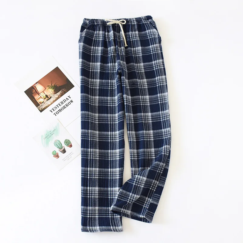 Japanese style new spring and autumn ladies cotton double crepe couple pants large size men and women home service summer