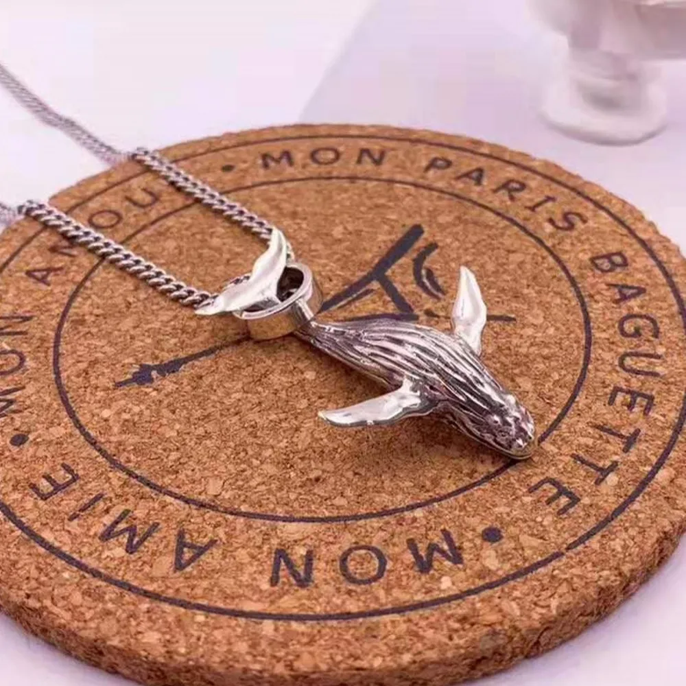 New 925 silver pendant 52 Hz whale pendant creative personality men and women necklace pendant s925 silver woman pendant image 4
