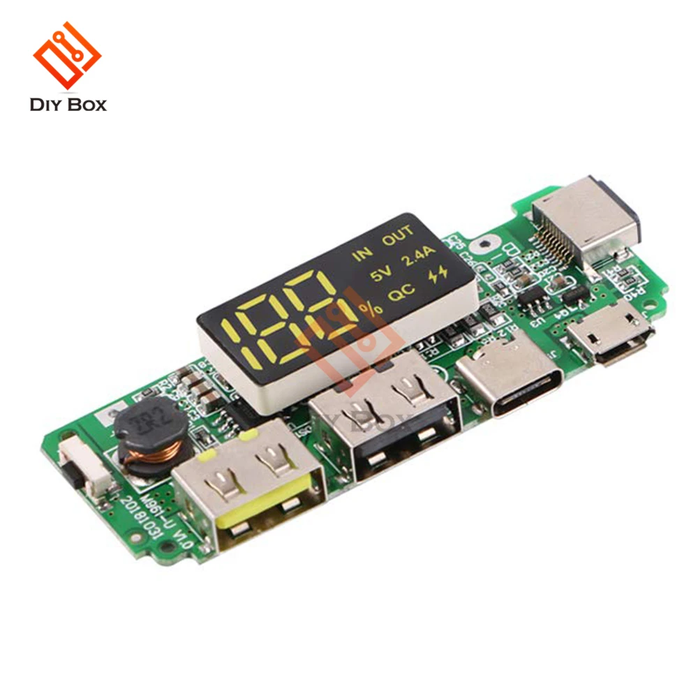 5V 2.4A 2 USB Charging Board for 18650 Battery Power Bank Case Box Type C Fast Charger Adapter Module for Power Bank DIY