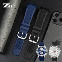 22mm Black Blue Diving Silicone Rubber Watch band For IWC PORTUGIESER YACHT CLUB CHRONOGRAPH IW390502 IW390209 Watch Strap