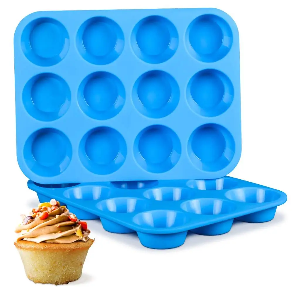 12 Cavity Muffin Silicone Mold Muffin Cupcake Pan Cupcake Mold Silicone Form Chocolate Soap Mould  Bakeware Cup Cake Baking Tool