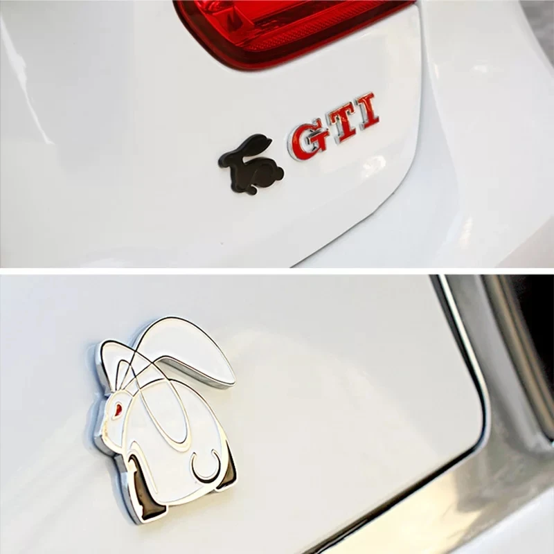 3D Metall Roten Laufenden Kaninchen Emblem Auto Aufkleber Hinten Stamm Abzeichen für Polo Golf 4 5 7 MK4 mk7 GTI universal Auto Zubehör