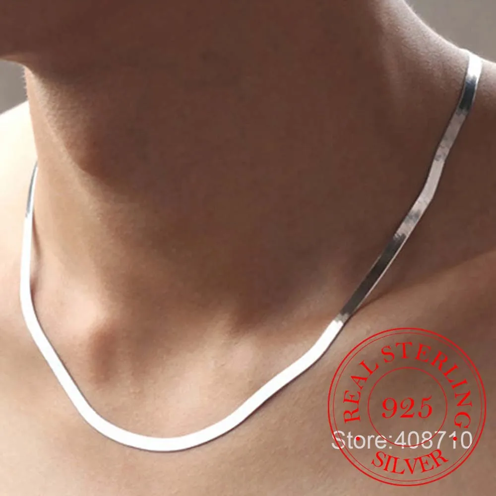 100% Original 925 Solid Sterling Silver Chokers Necklaces for Women Fine Jewelry Wedding Thick Chains Necklaces Man collar Gift