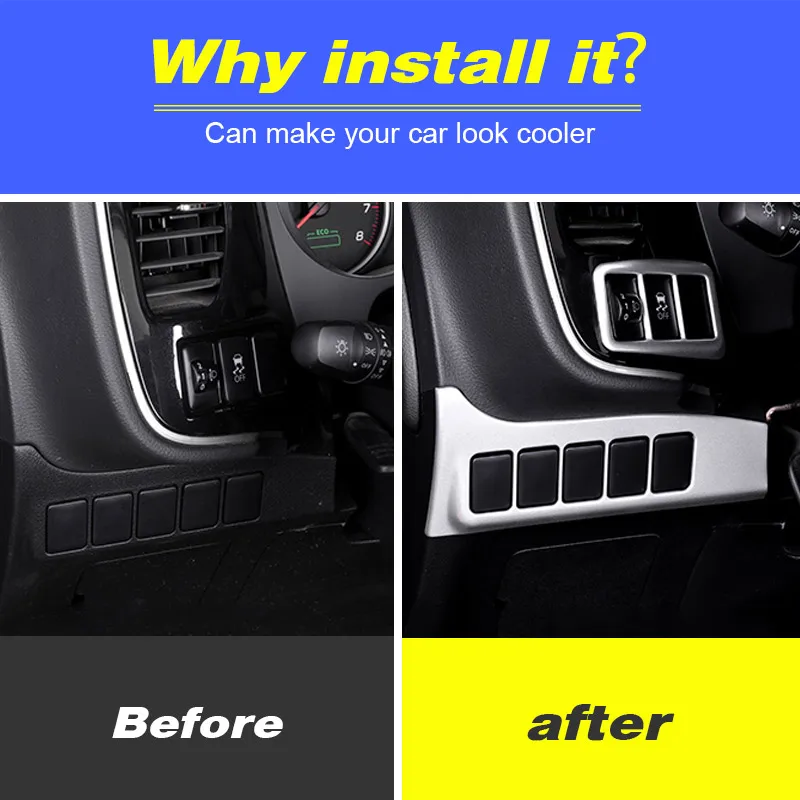 Car Console Headlights Button Cover Trim Stickers Decoration Interior Supplies Accessories For Mitsubishi Outlander 3 2016-2022