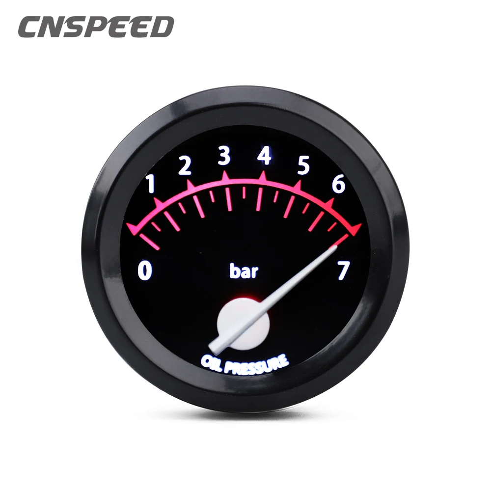 2inch 52mm 0~7 Bar/0~100psi Oil Pressure Gauge Universal Racing Pointer Meter With Oil Press Sensor Black Shell Black Chassis