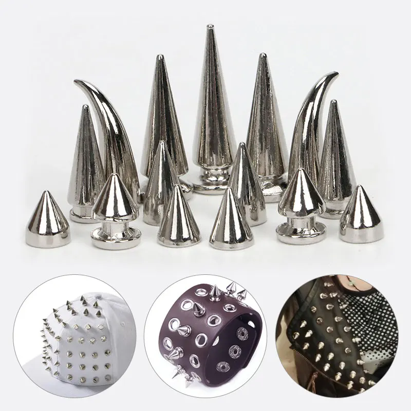 10 Sets Spiked Punk Screw Rivets Studs Metal Sharp Warhead Bag Shoes Clothes Watchband Spikes Studs Decor Nail Buckles Nailheads