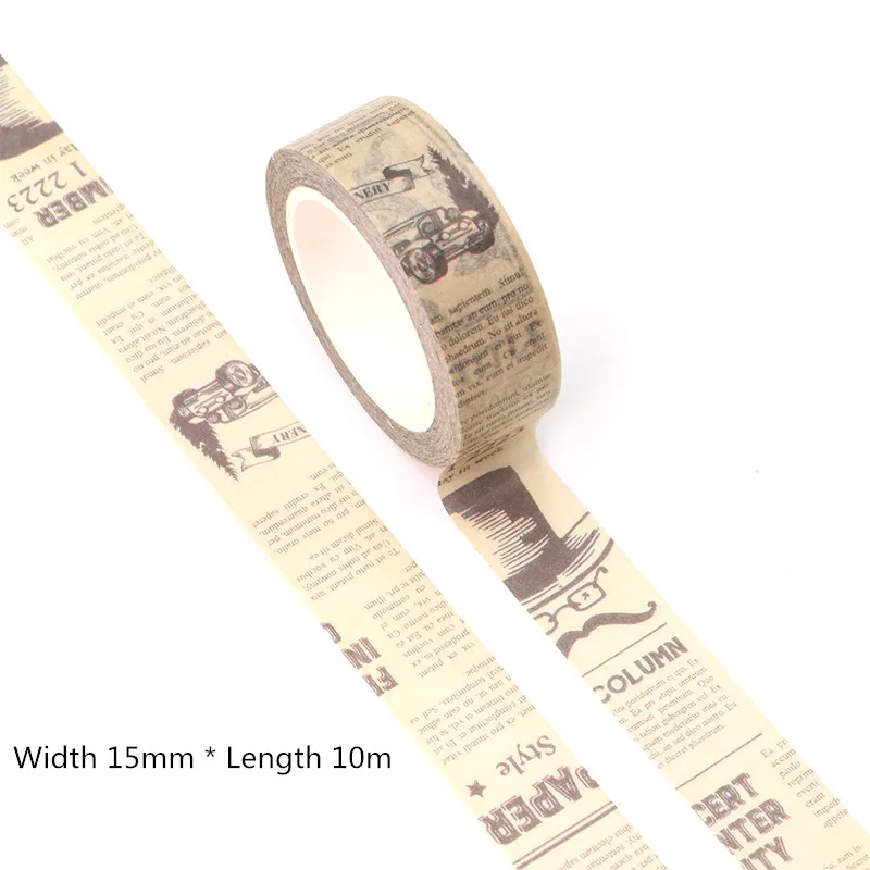 New 1PC 15mm*10m Retro Vintage Old Newspaper Decorative Washi Tape Scrapbooking Masking Tape Office mask washi tape