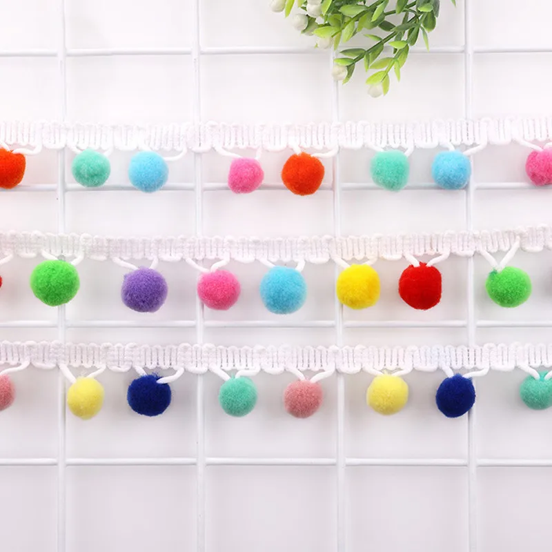 Embroidered  Pom Trim Ball Lace Pompom Fringe Ribbon tassel Fabric DIY Sewing Garment Bag Handcrafts Materials