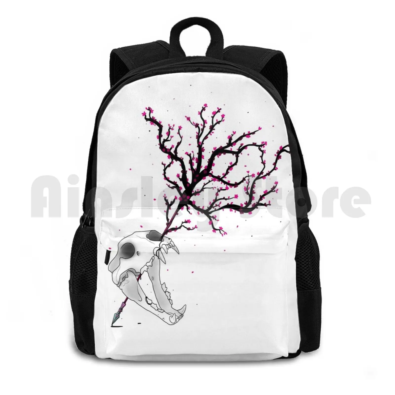 Skull Sakura Outdoor Hiking Backpack Riding Climbing Sports Bag Skull Sakura Cherry Blossom Cherryblossom Lion Lionskull Arrow