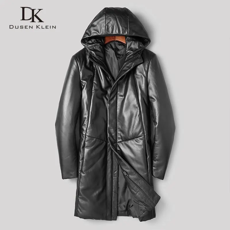 

Dusen Klein Men Genuine Leather Down Jackets Hooded Winter Coat Outerwear Sheepskin 275