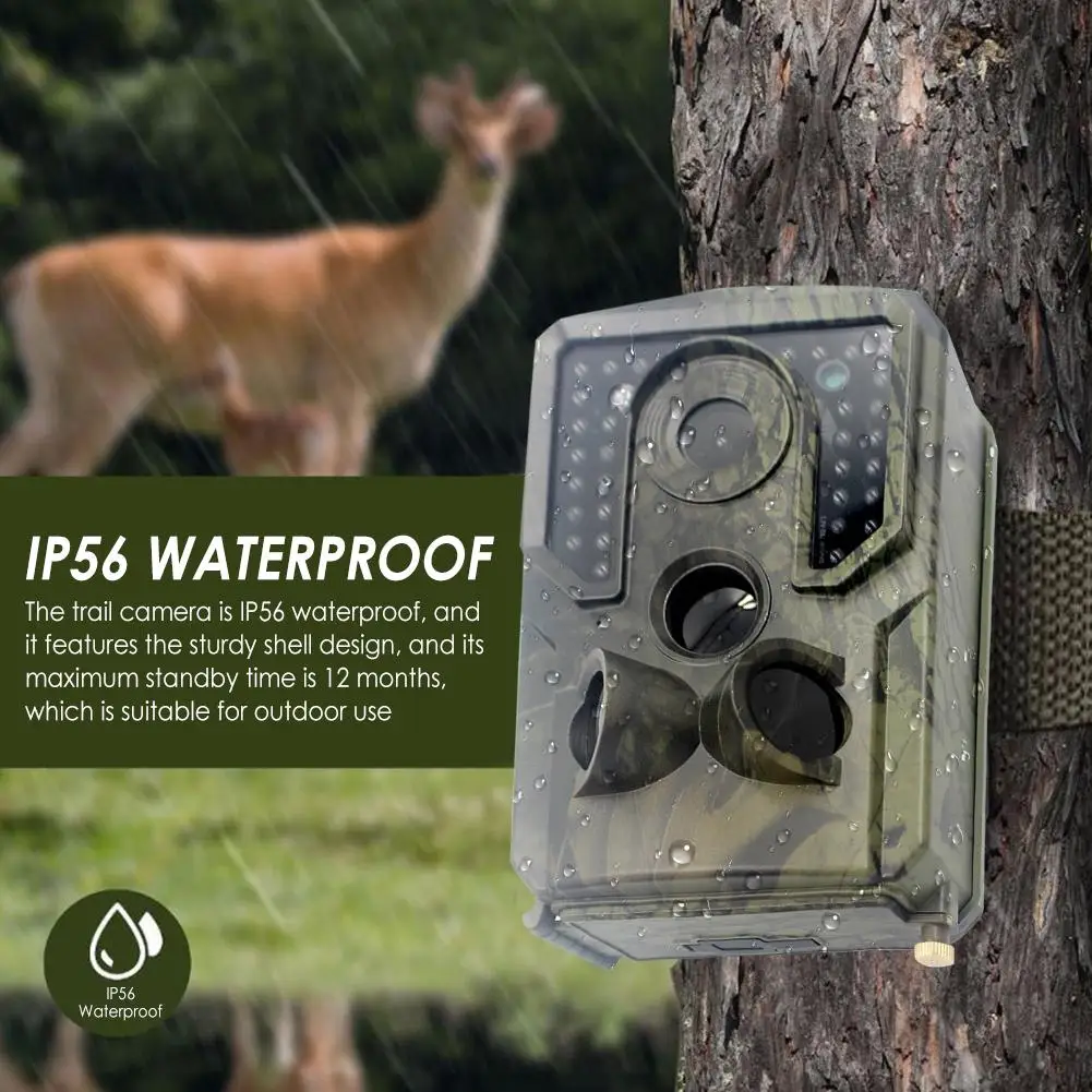 

Outdoor Trail Camera 12MP 1080P HD IP56 Waterproof Game Wild Scouting Dash Cam With 120 Degree Wide Angle Lens And Night Vision