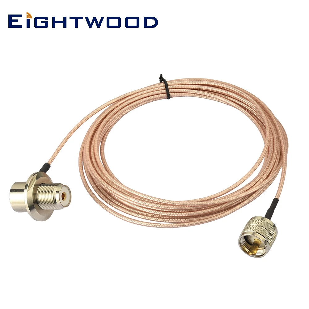 

Eightwood Ham Radio Antenna Adapter RF Coaxial UHF Male PL259 to UHF Female SO239 Right Angle Connector Pigtail RG316 Cable 16ft