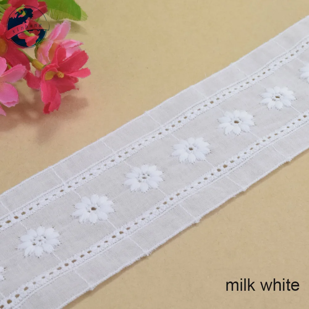 6cm 100% Cotton Embroidery Lace Width Sewing Ribbon Guipure Dress Trim Fabric Warp Knitting DIY Garment Wedding Accessories#4228