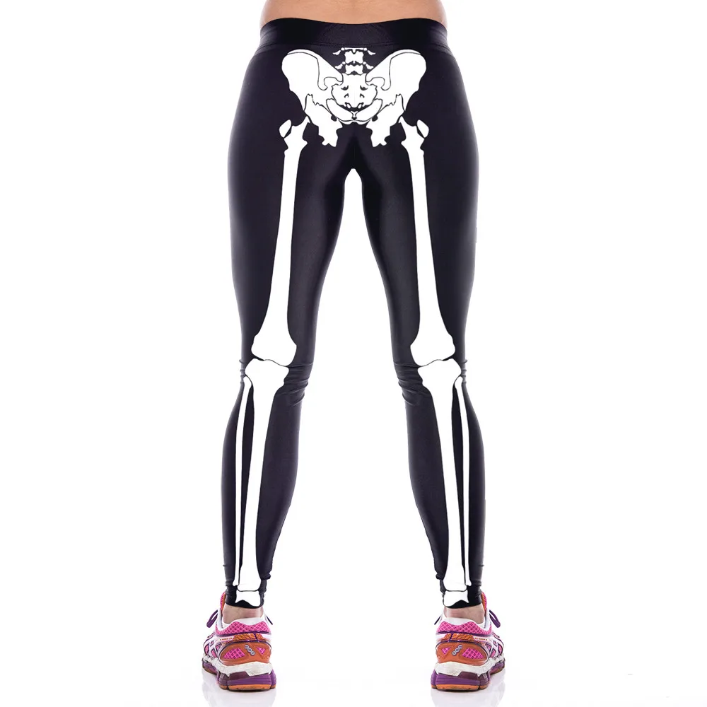 FCCEXIO 2021 New Leggings Body Skeleton Print Legings Women Elastic Fitness Leggins High Waist Trouser Skinny Sexy Pants