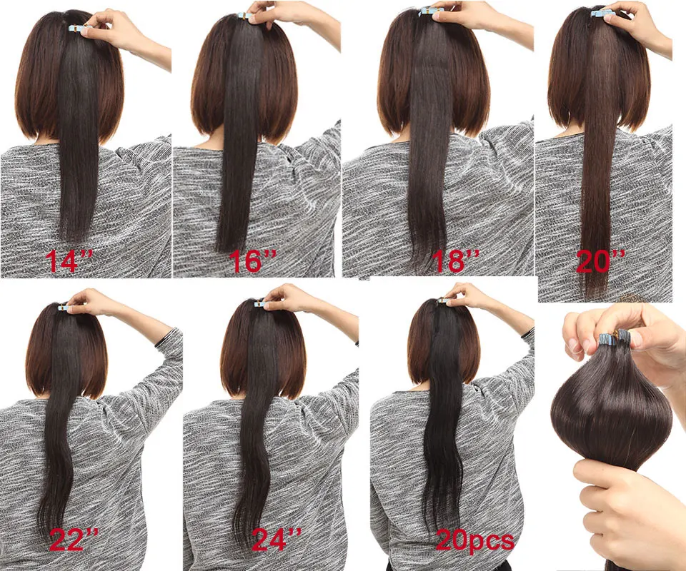 SEGO 2,5 g/Stück, gerade Tape-In-Haarverlängerungen, Echthaar, Skin Weft Tape Hair, nahtlos, unsichtbar, doppelseitiges Klebeband, 20 Stück – Detail 26