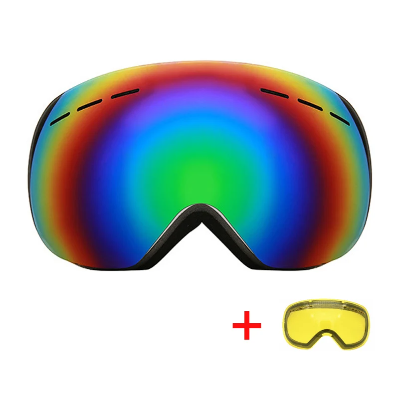 

HD UV400 Ski Goggles with Night Vision Lens Winter Anti-fog Snowboard Skiing Goggles Double Lens Skating Snowmobile Glasses