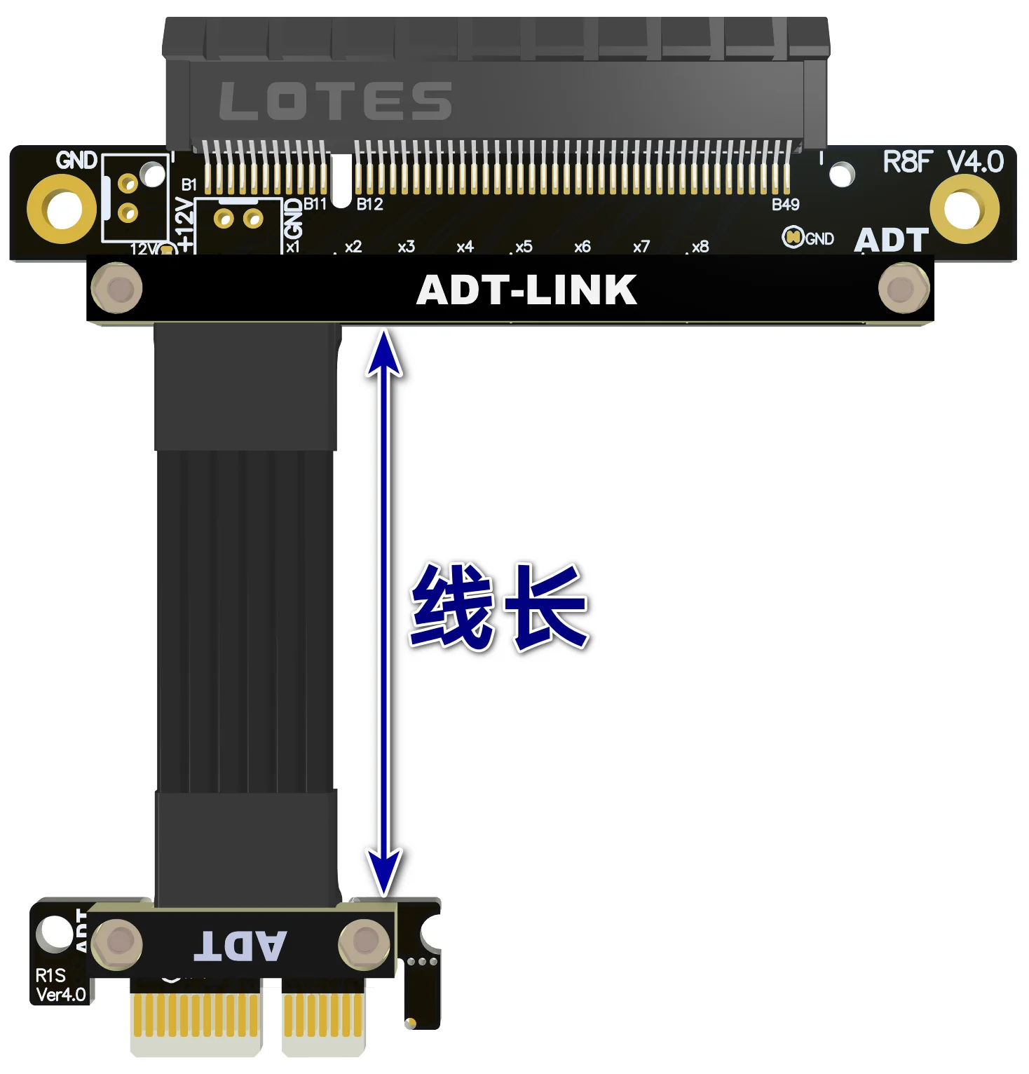 ADT-Link PCI-E X1 إلى X8 كابل تمديد جبيرة الانعطاف 180 درجة لترقية أجهزة الكمبيوتر