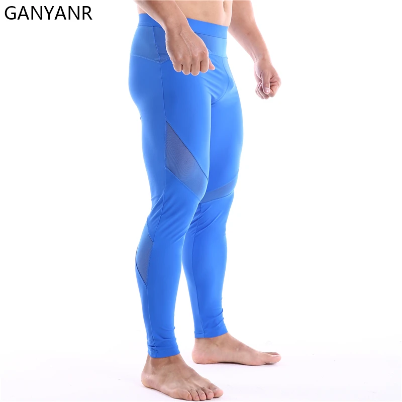 GANYANR Compression Pants Running Tights Men Leggings Fitness Sport Sexy Basketball Yoga Training Jogging Athletic Exercise Gym