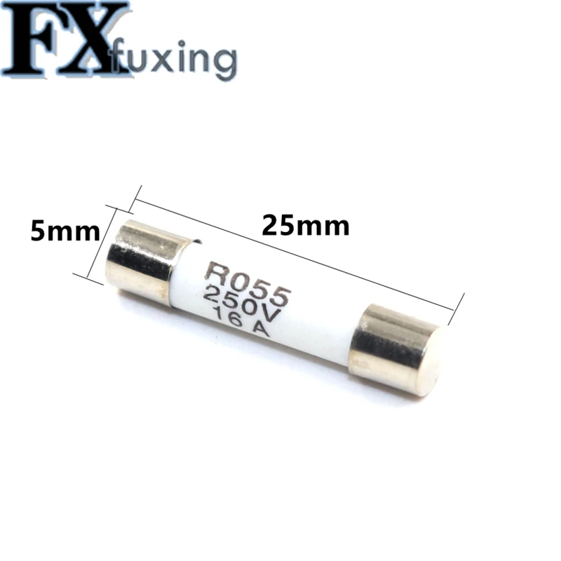 100Pcs RO55 5x25 mm Fuse Ceramics Safety Tube 0.5A 1A 2A 3A 4A 5A 6A 8A 10A 13A 15A 16A 20A Din Rail Terminal Block Fuse 5*25 Mm