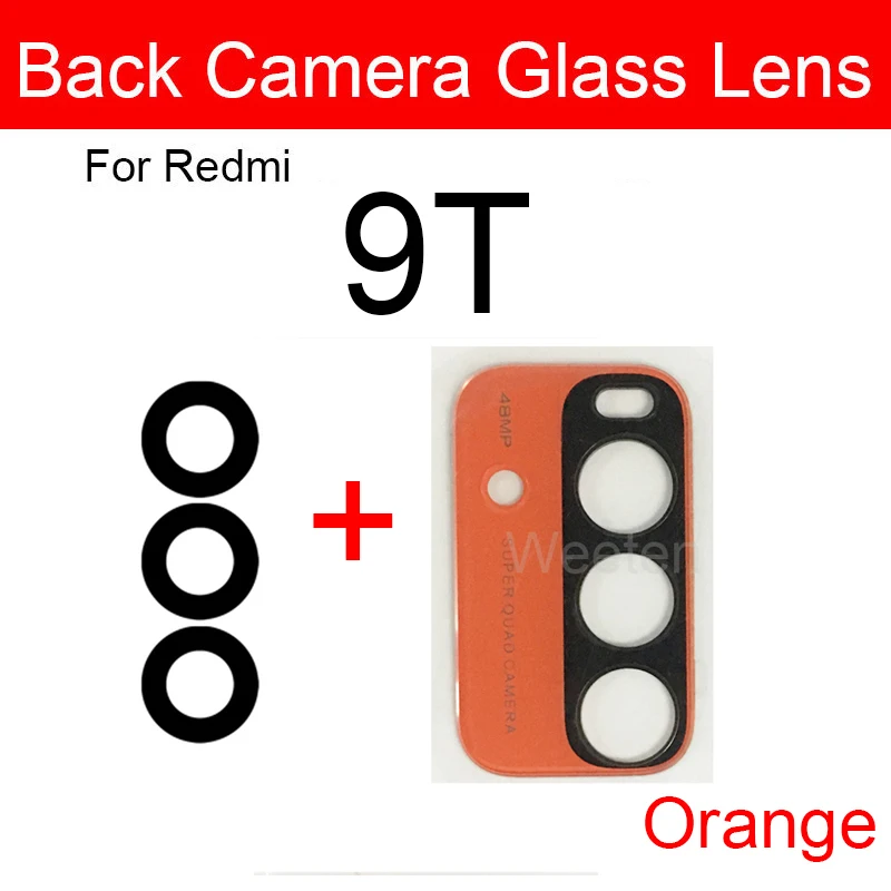 Lente de cristal de cámara trasera para Xiaomi Redmi 9T, piezas de repuesto para reparación de lentes de cámara trasera