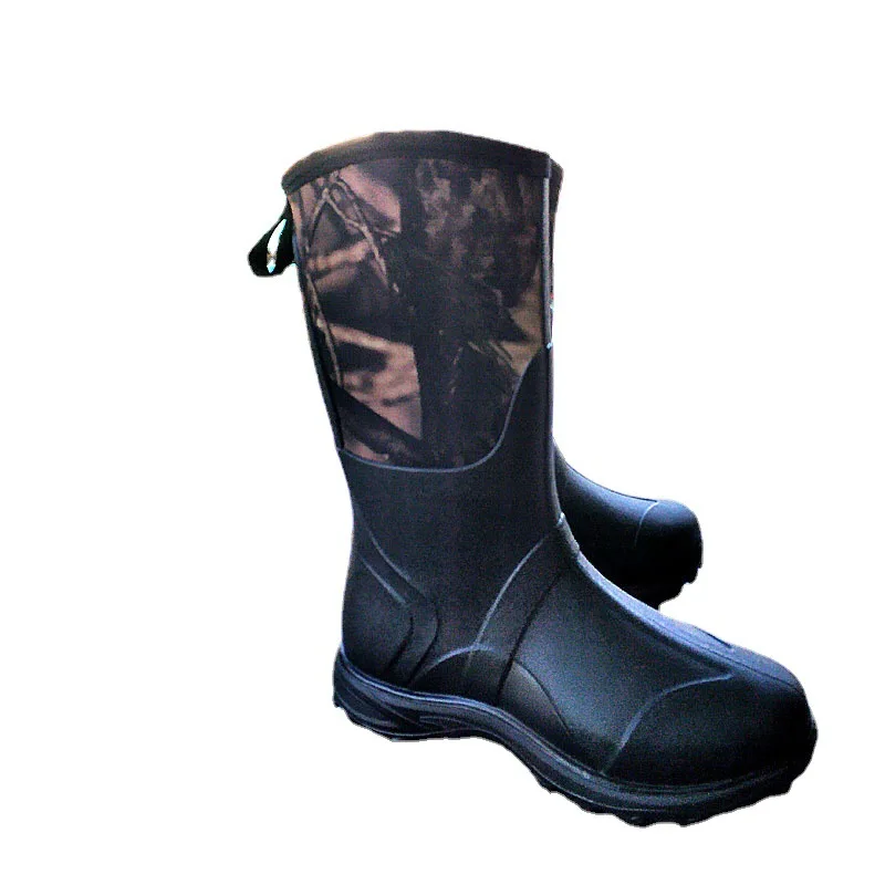 Mens Outdoor High Tube Fishing Boots Camouflage Non-slip PVC Waterproof Rubber Wading Water Shoes Rain Boots