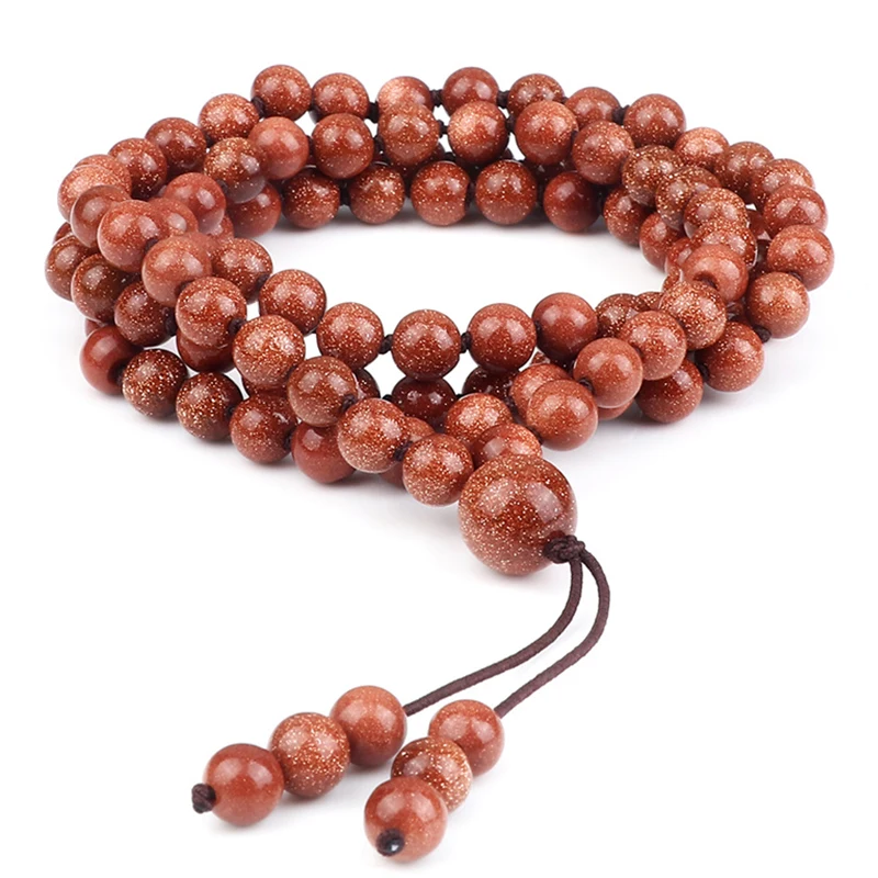 6mm Natural Sandstone Stone Bracelet Men Classic Handmade Necklace For Women 108 Mala Beads Healing Bracelets Friends Jewelry