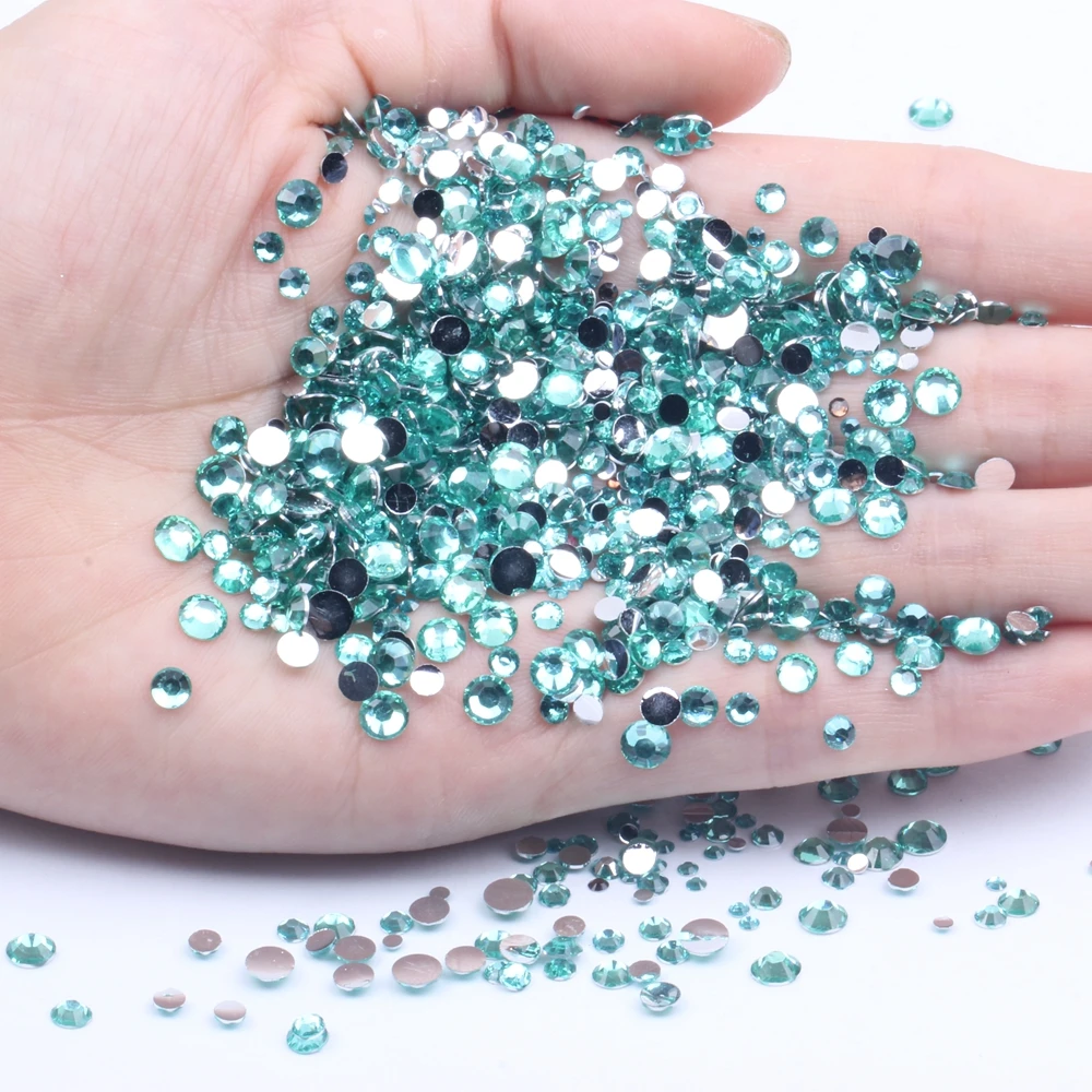 

Aquamarine Color Non Hotfix Resin Rhinestones 2-6mm Imitation Facets Glue On Diamonds DIY Nails Art Phone Cases Supplies