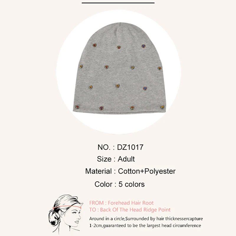Women Casual Multicolor Pearls Skullies Beanies Hat Soft Knitted Bonnets Ladies Spring Autumn Slouchy Stretch Cap
