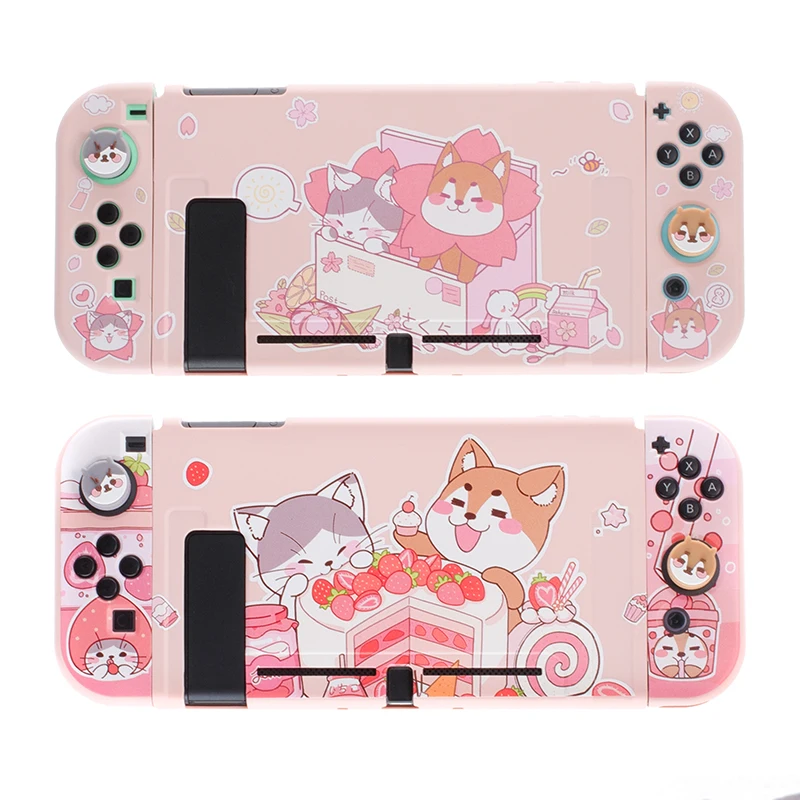 2021 novo caso protetor escudo para nintendo switch ns joycon caso bonito gato cão dos desenhos animados rosa capa escudo para nintendo switch