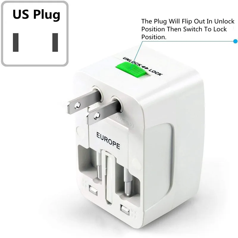 All in One Universal International Plug Adapter USB Port World Travel AC Power Charger Adapter AU US UK EU Converter