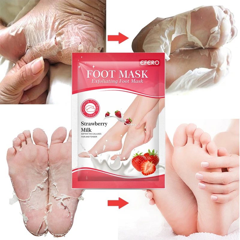 30pairs Exfoliating Foot Masks Pedicure Socks Strawberry Milk Exfoliation for Feet Mask Remove Dead Skin Heels Foot Peeling Mask