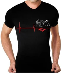 New Arrival Men'S Fashion Funny Tees Men Short Par Motorcycle R1 Heartbeat T Shirt T-shirt Retro T Shirts