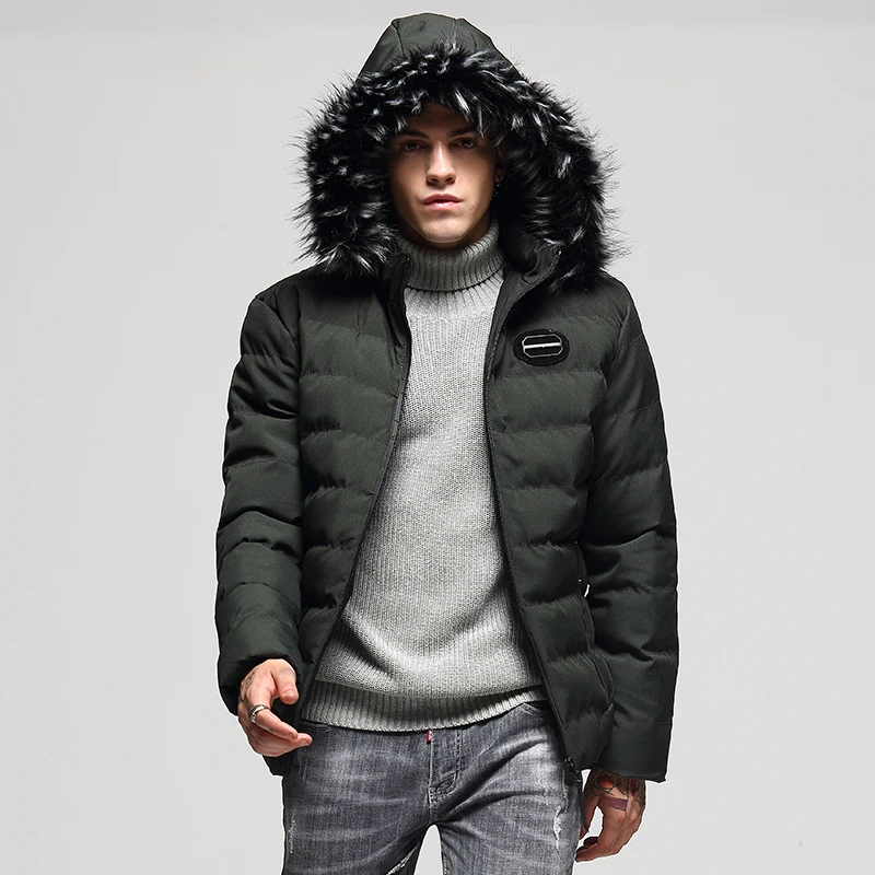 

2018 Winter Men Parka Jacket New Fur Collar Thick Cotton Padded Jacket Men Casual Waterproof Windproof Coat Abrigos Hombres